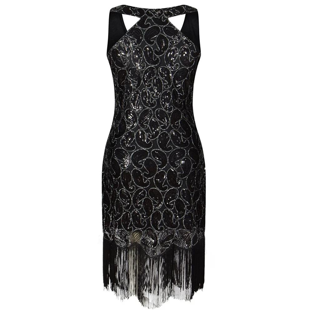 Женское винтажное праздничное платье с круглым вырезом без рукавов|party dresses|flapper