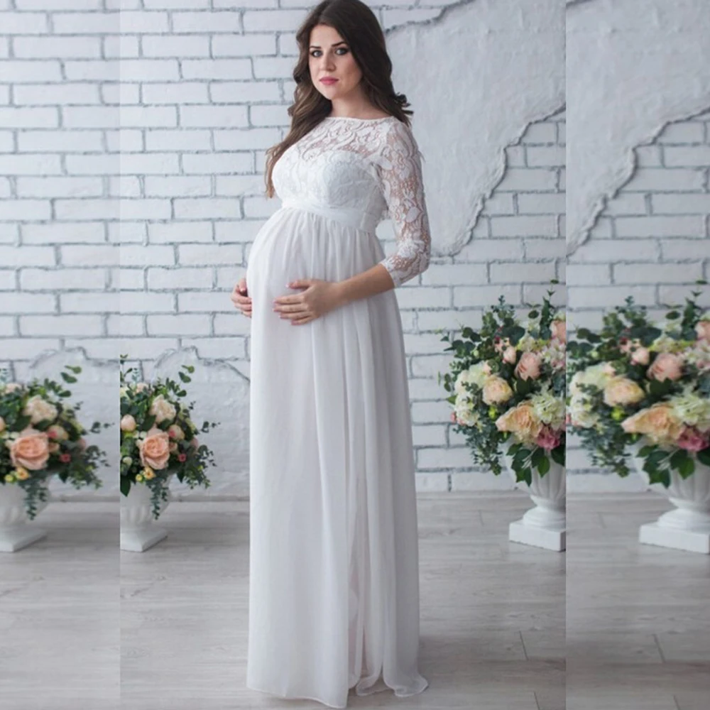 S XXL женские платья для беременных с длинными рукавами кружевное платье