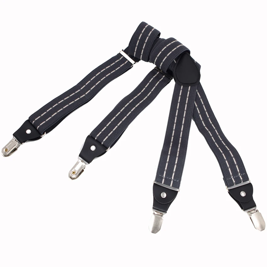 Мужские подтяжки из искусственной кожи 4 зажима регулируемый ремень подарок для