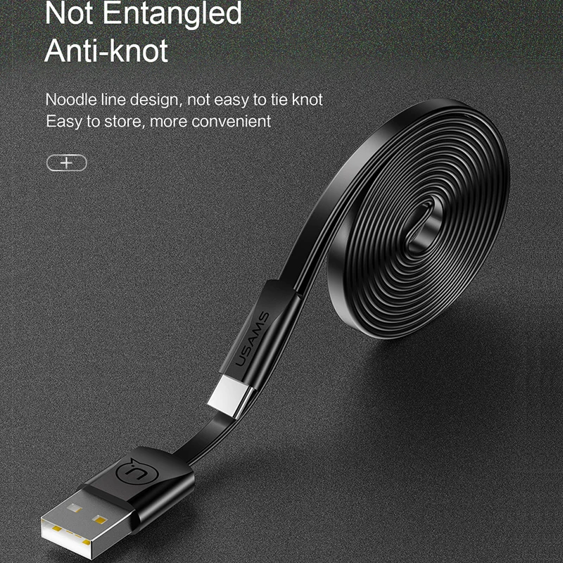 USAMS Быстрая зарядка usb type C кабель для One Plus 6 плоский USB зарядное устройство samsung Galaxy