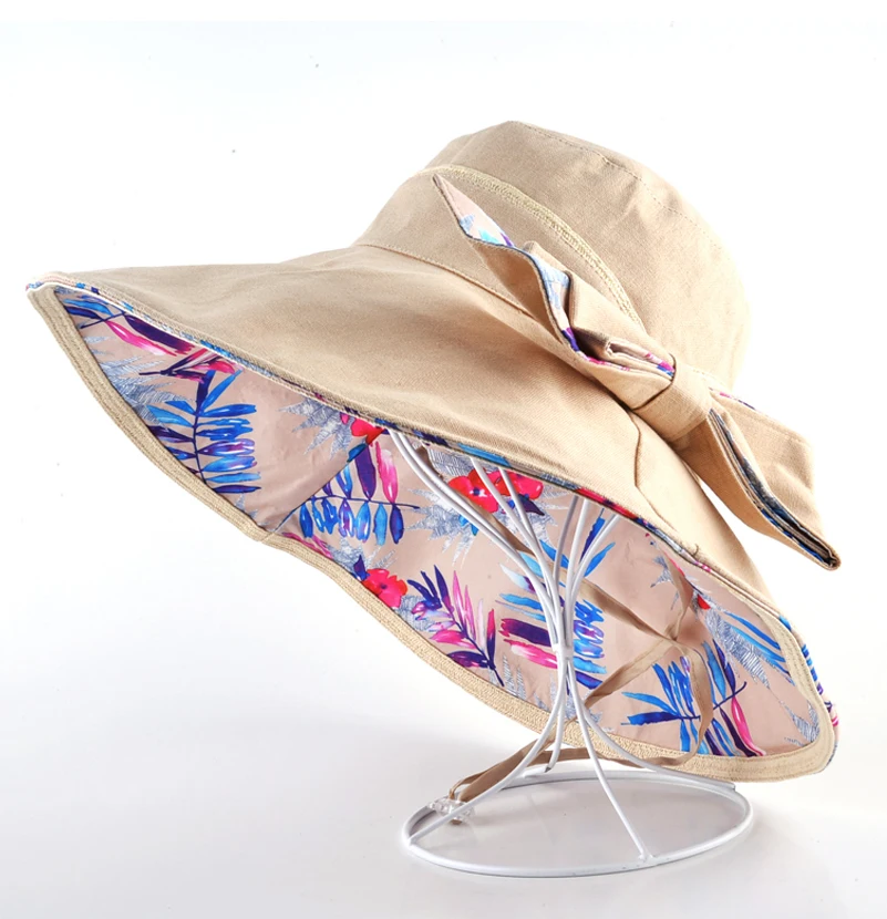 шляпа пляжная летние Летние шляпы для женщин цветочным узором и сплошные цвета