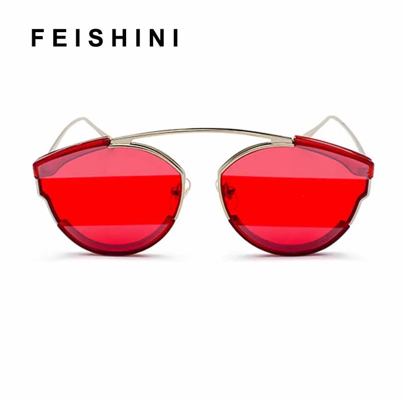 Солнцезащитные очки FEISHINI в винтажном стиле для женщин и мужчин зеркальные