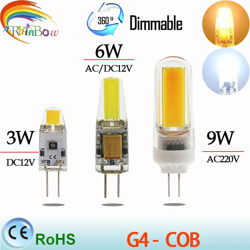 Самая низкая цена G9 G4 светодиодный светильник 3 Вт 6 9 DimmableG9 Bulb12V 220V хрустальная