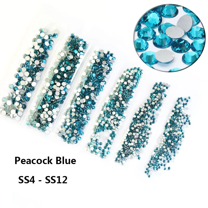 peacock blue Мульти-размер 1700 шт стеклянные стразы украшения для ногтей swarovsky ногтей кристалл страз амулеты смешанные размеры стразы набор - Цвет: peacock blue