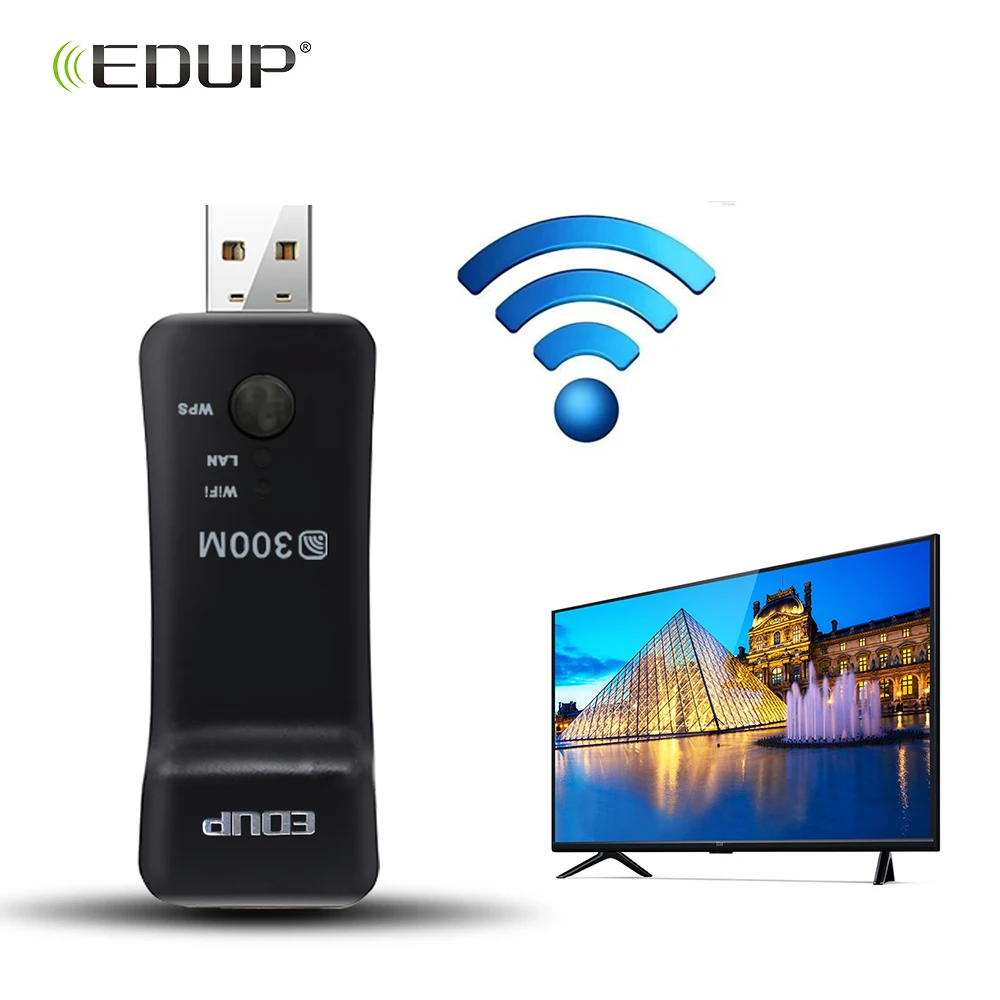 EDUP 300 Мбит/с беспроводной смарт-ТВ сетевая карта 2 4 ГГц универсальный WiFi адаптер USB