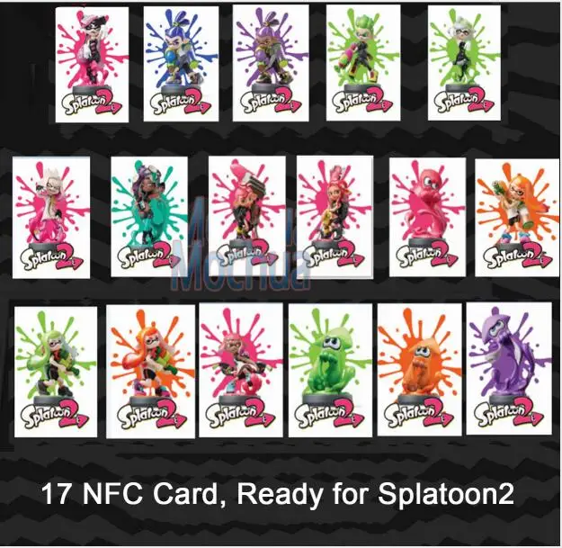 Splatoon2-17PCS NTAG215 печатная NFC карта, написанная Tagmo, может работать для переключения последних данных Metroid Samus Returns - Цвет: Splatoon2-17PCS
