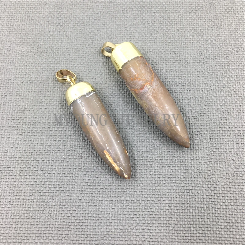 

MY1086 Coral Fossil Point Pendant with golden bail