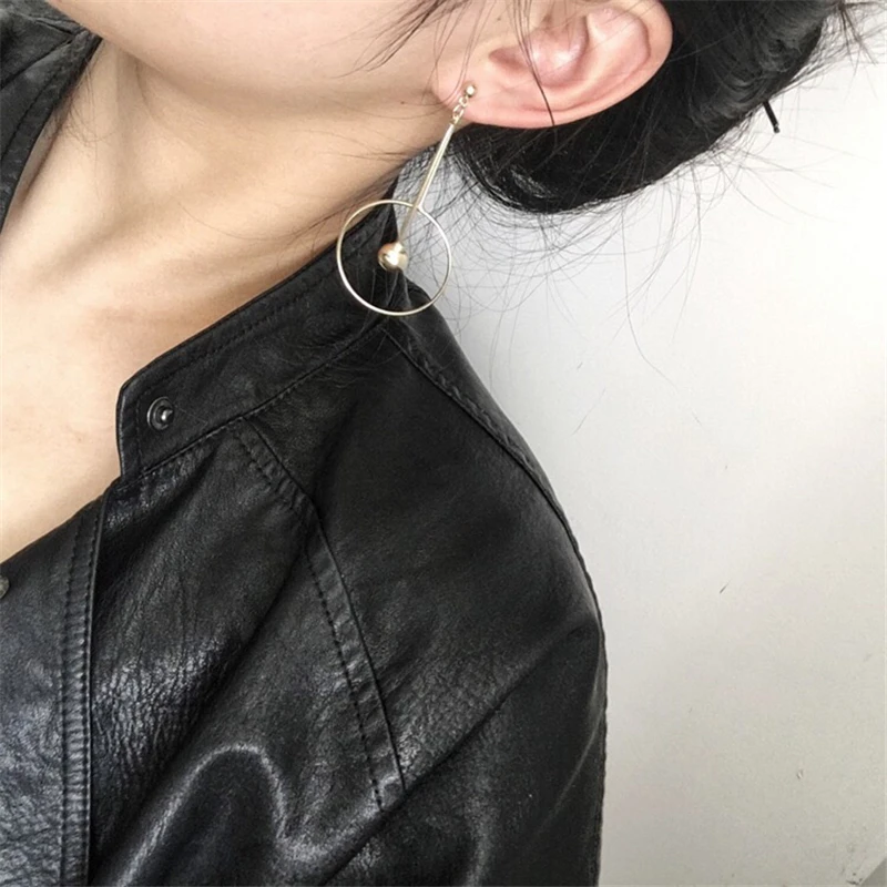 Новый ретро геометрический медные круги позолоченные серьги цвета: золотистый