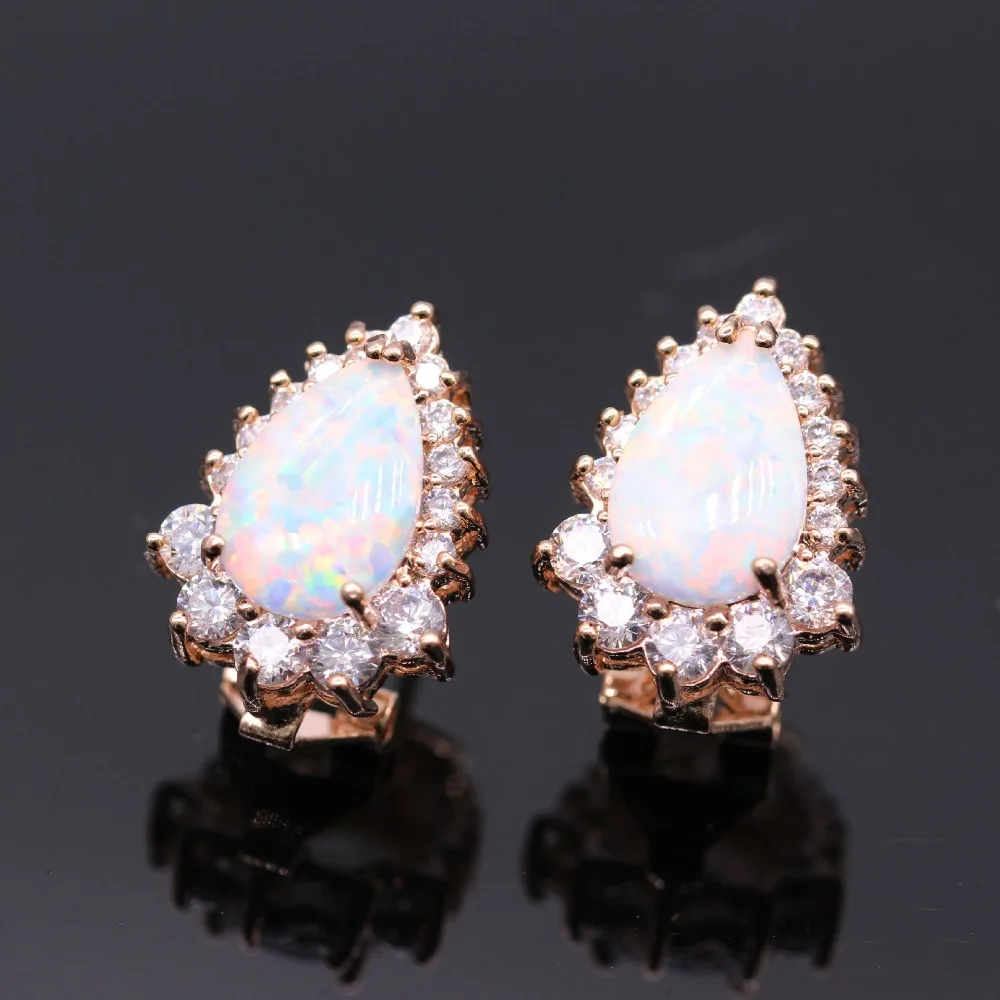 Elegance White Opal With Zircon Set Gold Jewelry Ladies Anniversary Gift Ring Earrings Necklace | Украшения и аксессуары