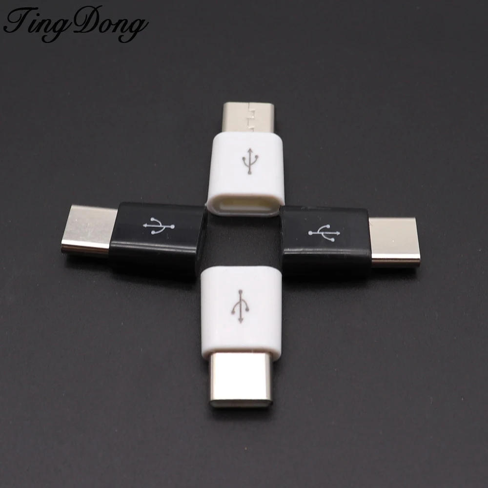 TingDong 10 шт./лот USB 3 1 Type C штекер к Micro гнездовой адаптер Конвертер Разъем черно