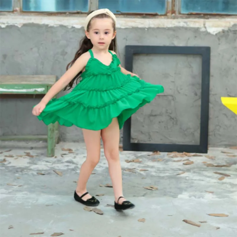 summer new girls dresses 2019 fashion children cotton solid color sling beach dress for wedding party kids clothing | Детская одежда и