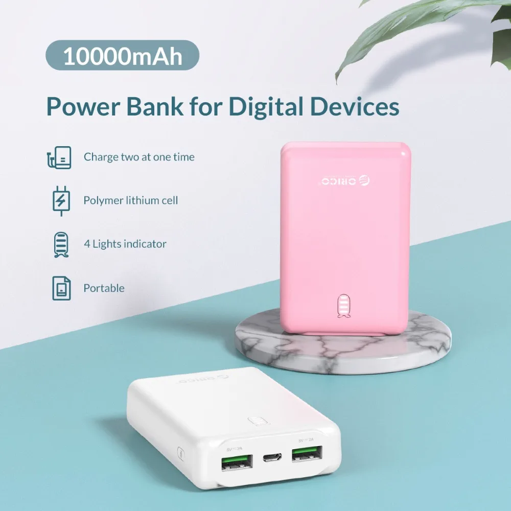 Портативный внешний аккумулятор ORICO 10000 мАч 12 Вт двойной выход портативное
