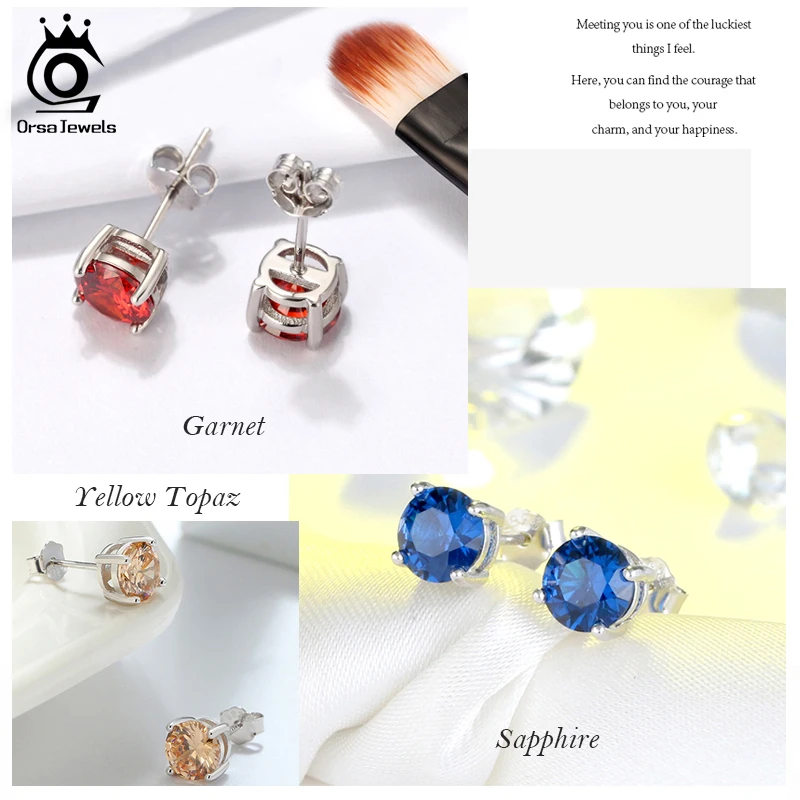 ORSA JEWELS 925 стерлингового серебра камень серьги для женщин AAA кубический циркон В