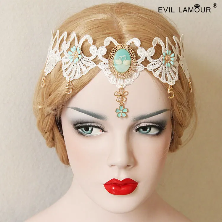 

Royal Wind Noble Luxurious Lace Crown Swan Hair Ancient Hair Bridal Lace Hair Ornament Lady