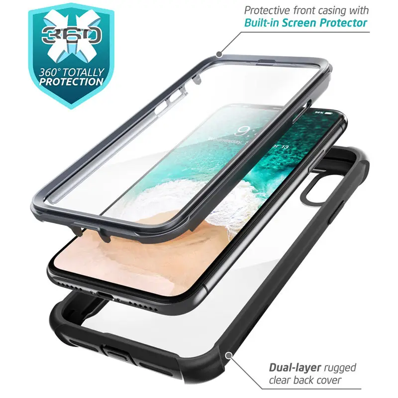 for iphone x xs case 5 8 inch original i blason ares series full body rugged clear bumper case with built in screen protector free global shipping