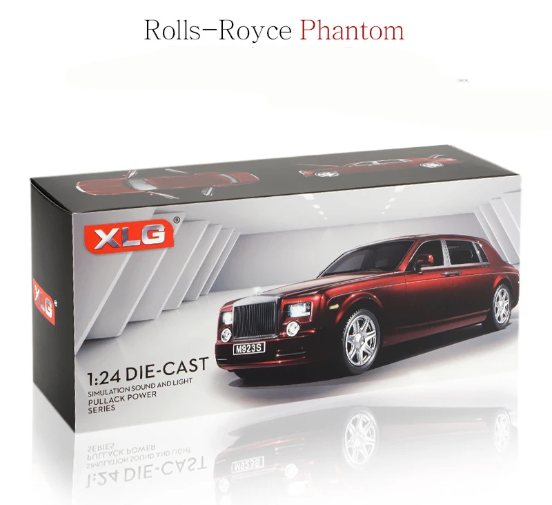 1:24 Rolls Royce Phantom Alloy Pull Back автомобиль литье под давлением модель звук и свет детская