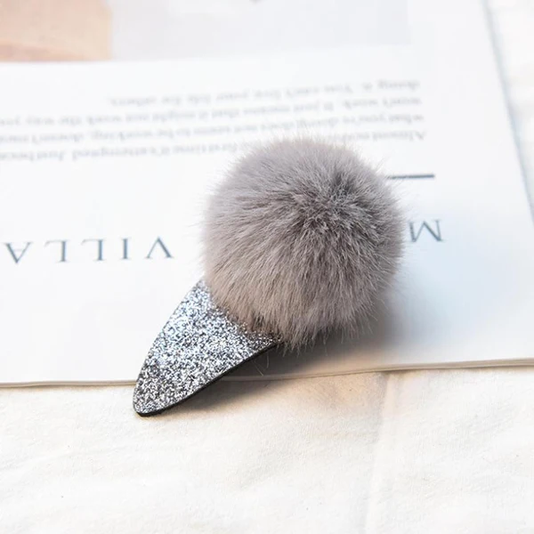 Gray Hairpins 1 шт Горячие Симпатичные Детские Плюшевые головной убор большая плюшевая заколка для волос шарик девушки эластичная резинка Твердые заколки красочные аксессуары для волос - Цвет: Gray Hairpins