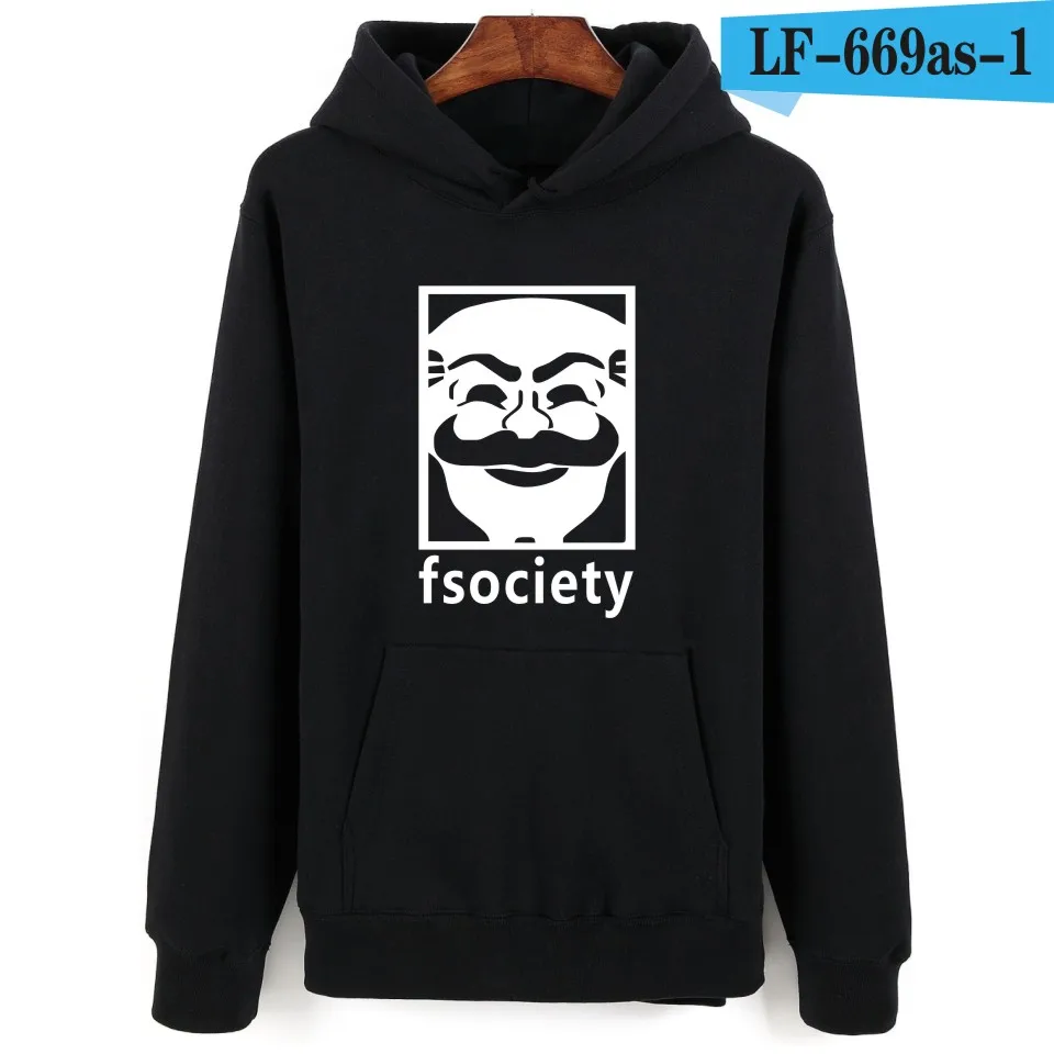 Хит, спортивный костюм Харадзюку, moletom, большие размеры, Толстовки, Толстовки, Mr Robot, мужские свитшоты, Sudaderas Hombre, худи - Цвет: black