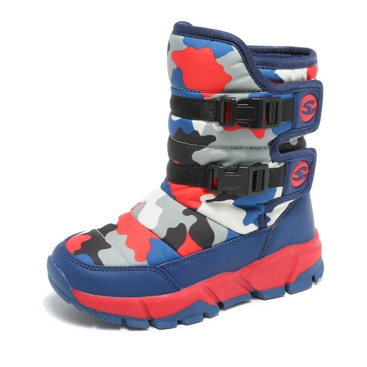 Зимние камуфляжные ботинки для девочек теплые до середины икры мальчиков