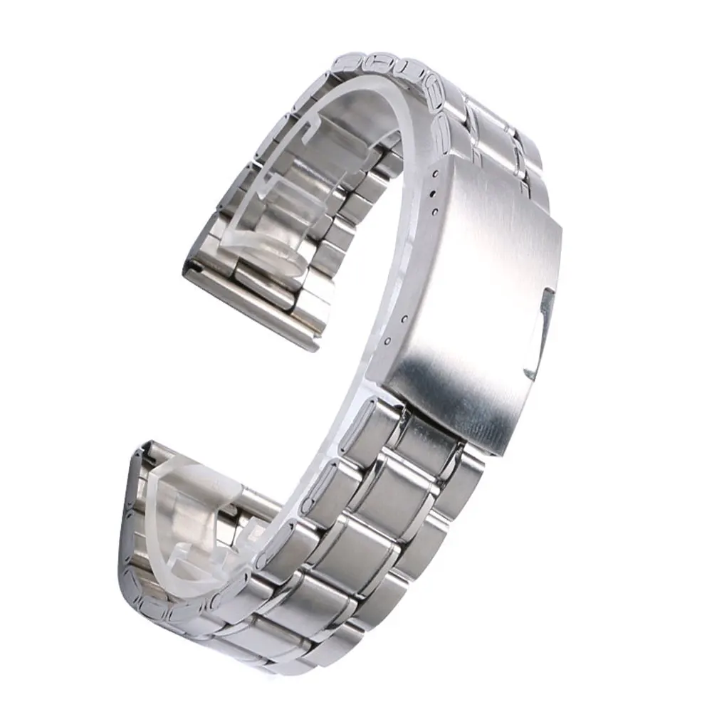 20 мм 22 Серебряный браслет из нержавеющей стали ремешок для часов женщин и мужчин
