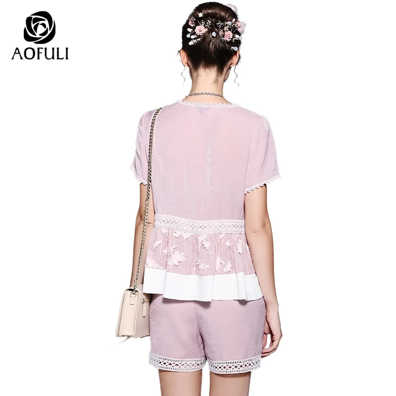 Женский костюм с шортами S/M/L/XL/5XL комплект из двух предметов: блузка коротким