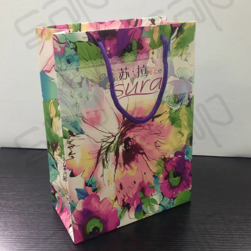 Полноцветный дизайн логотип под заказ новый модный бумажный пакет для покупок с