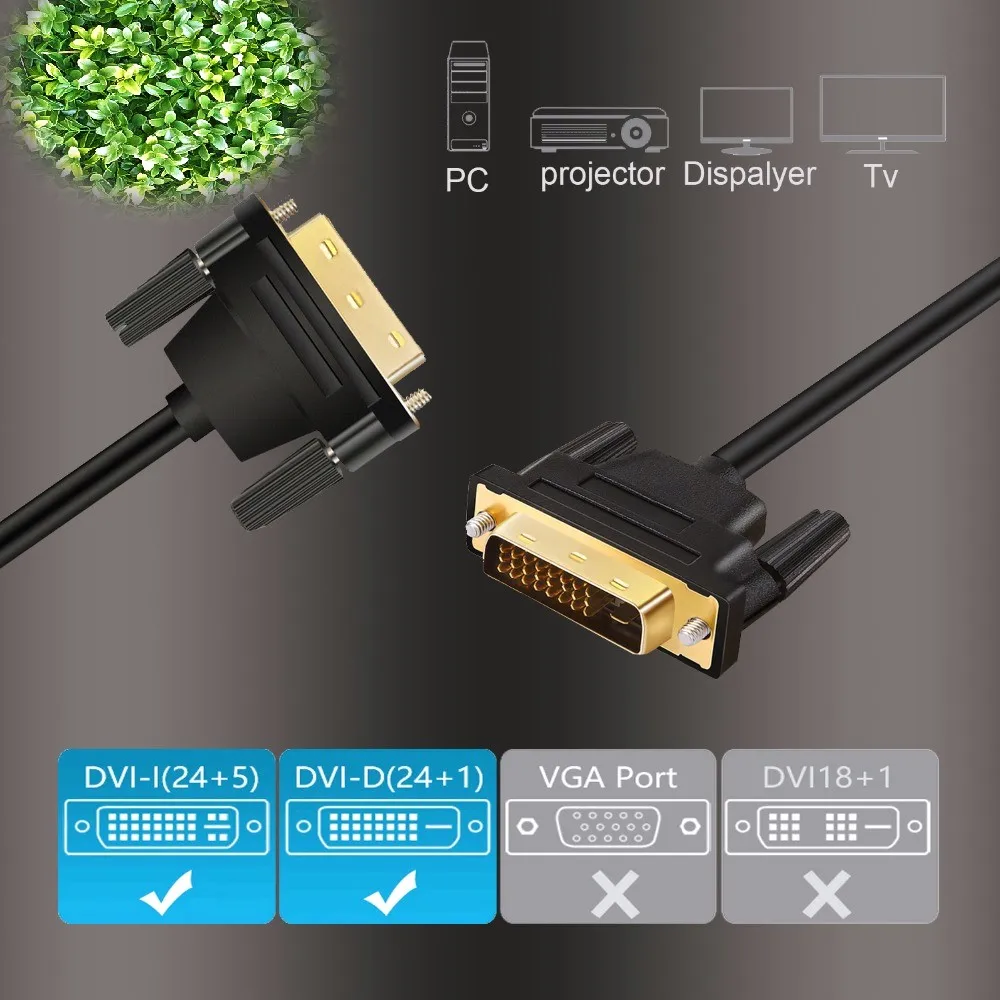 Кабель DVI высокоскоростной DVI 24+ 1 Pin папа-папа 1 m/1,5 m/2 m/3 m/5 m DVI-DVI кабель адаптер для проектора ноутбука tv lcd DVD HD tv