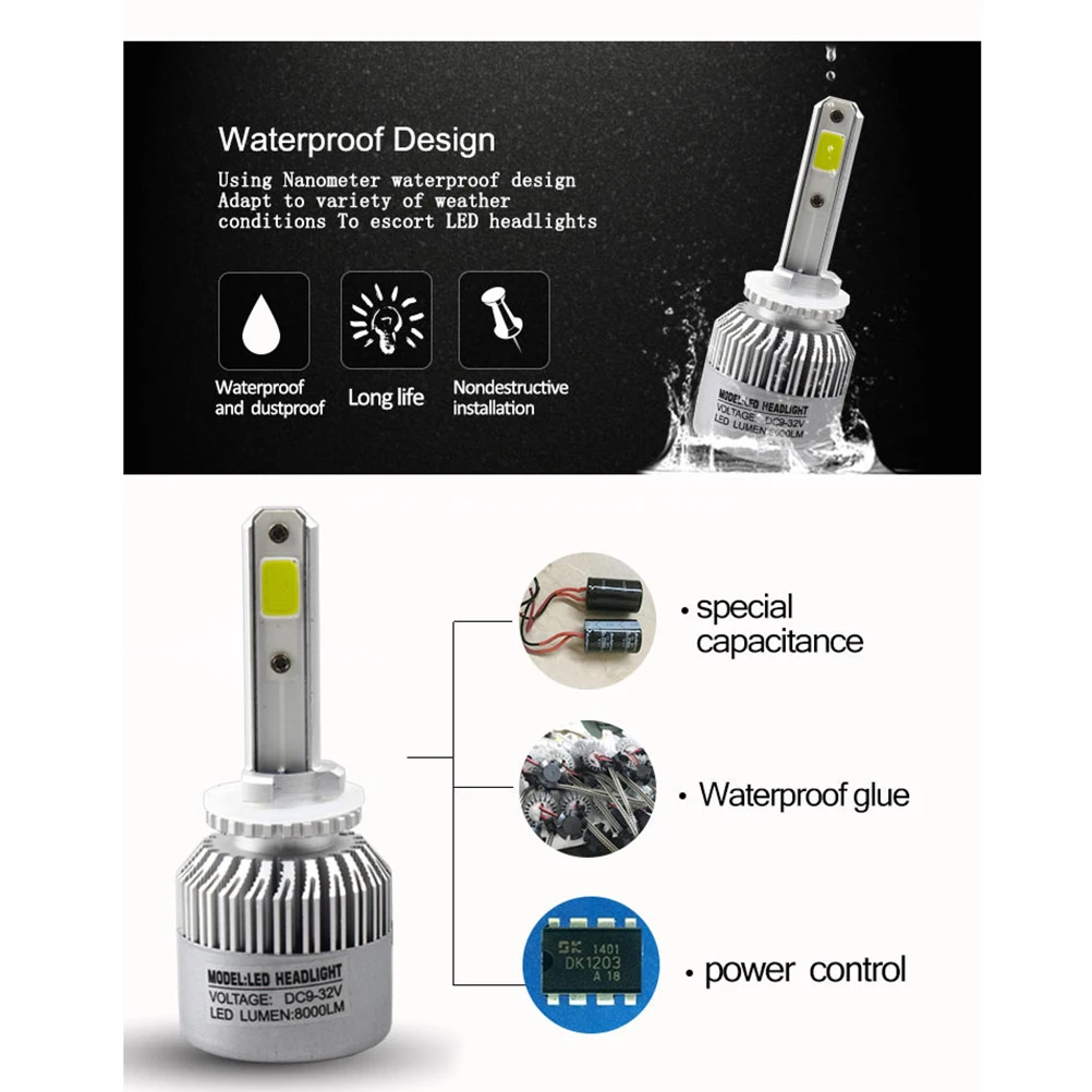 2 светодиодный т. Автомобильные светодиодные лампы для передних фар 36 Вт 9 32 В 880/881