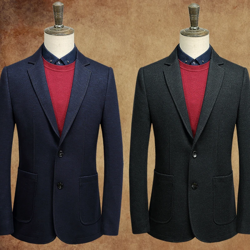 Мужской шерстяной пиджак деловой Повседневный M 3XL Осень зима 2019|casual men suit|men suit