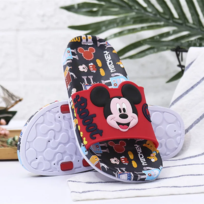 Новинка лета 2019 популярные детские сандалии Disney Нескользящие тапочки с Микки и