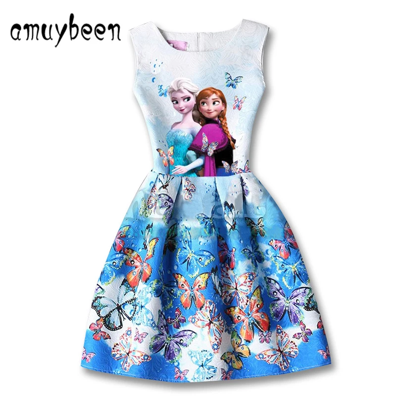 Amuybeen 2017 Kids Summer Dresses For Girls Princess Casual Print Pattern Party Elsa Dress Children Clothes Baby Girl | Детская одежда