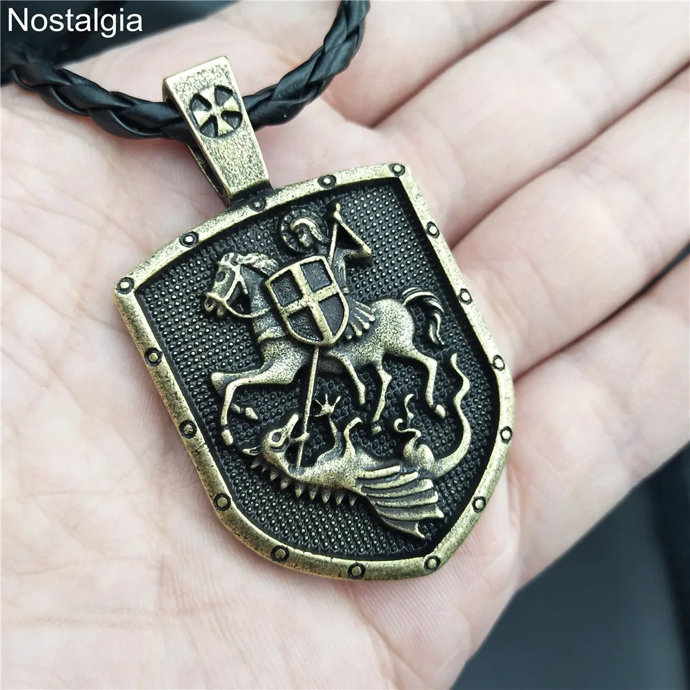 St. George Slay Dragon Protect США ожерелье с подвеской в виде щита религиозный талисман