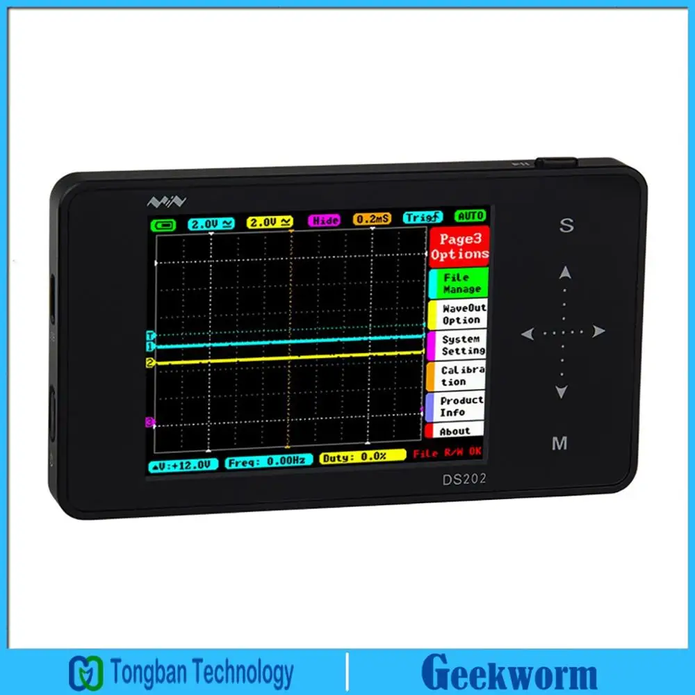 Цифровой мини осциллограф DS202 2 канальный интерфейс USB полноцветный TFT дисплей 8 Мб