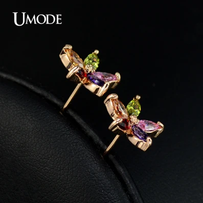 Umode 5 шт. маркиза вырезать разноцветные швейцарский CZ вс цветок серьги стержня UE0021