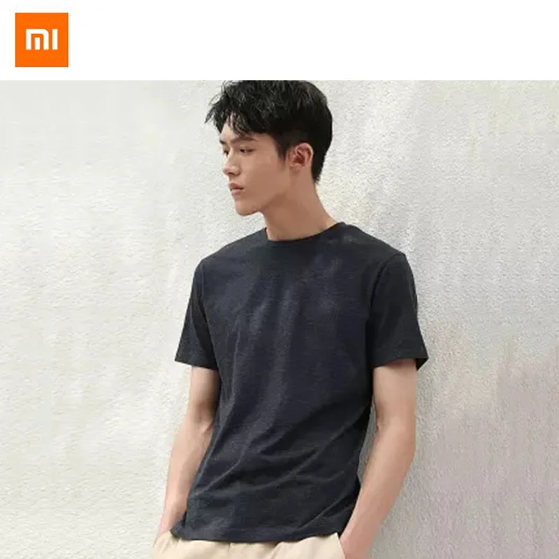 2 предмета новая летняя Короткая свободная футболка Xiaomi однотонная мужская