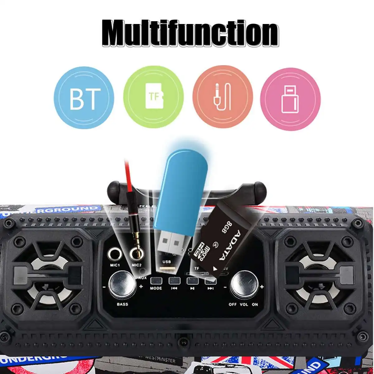 Спорт на открытом воздухе портативный bluetooth 4,2 беспроводной динамик сабвуфер громкий динамик латунь с микрофоном объемный стерео USB/AUX/TF карта