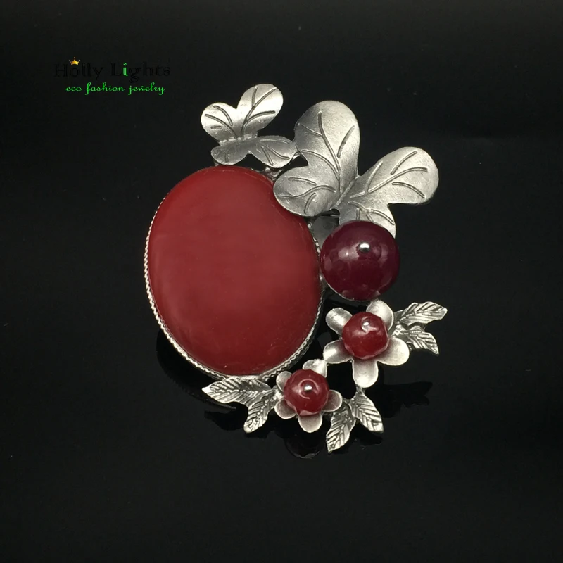 Этническая Бабочка Брошь женская зеленая сверхъестественная из камня для шарфов