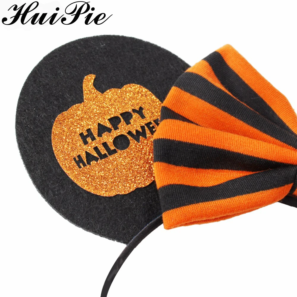 Леопардовая повязка на голову с бантом в полоску изображением паутины