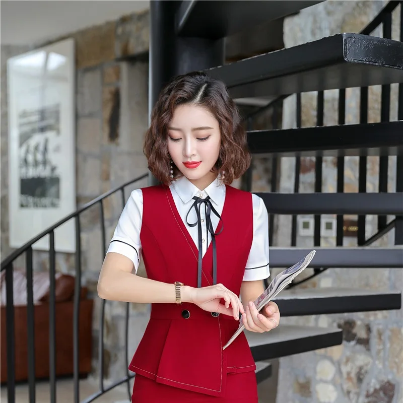 Новинка 2019 Красная Женская весенне-летняя модель блейзер и жилет пальто для