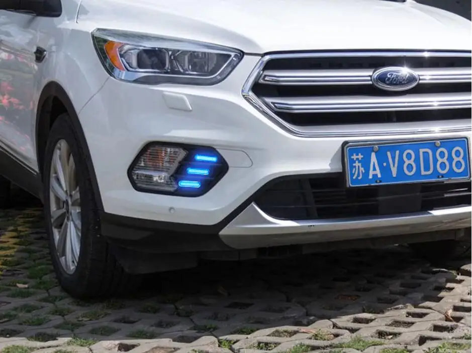 1 комплект Автомобильный бампер фары для Ford Kuga Escape дневсветильник 2017 2018y