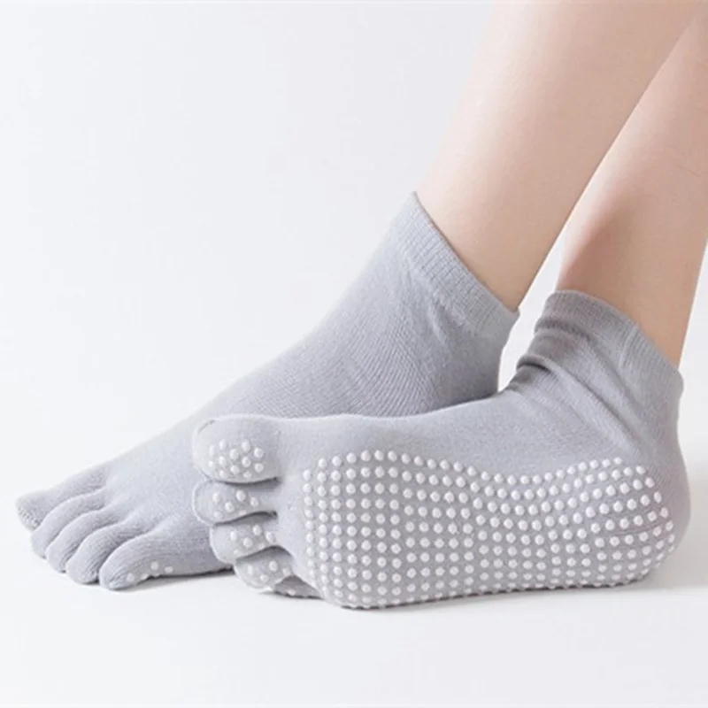 Pure gray Бренд Pampa, женские носки для йоги, женские носки с пятью цветными пятью пальцами, нескользящие носки для йоги, нескользящие носки для йоги, йоги, фитнеса - Цвет: Pure gray