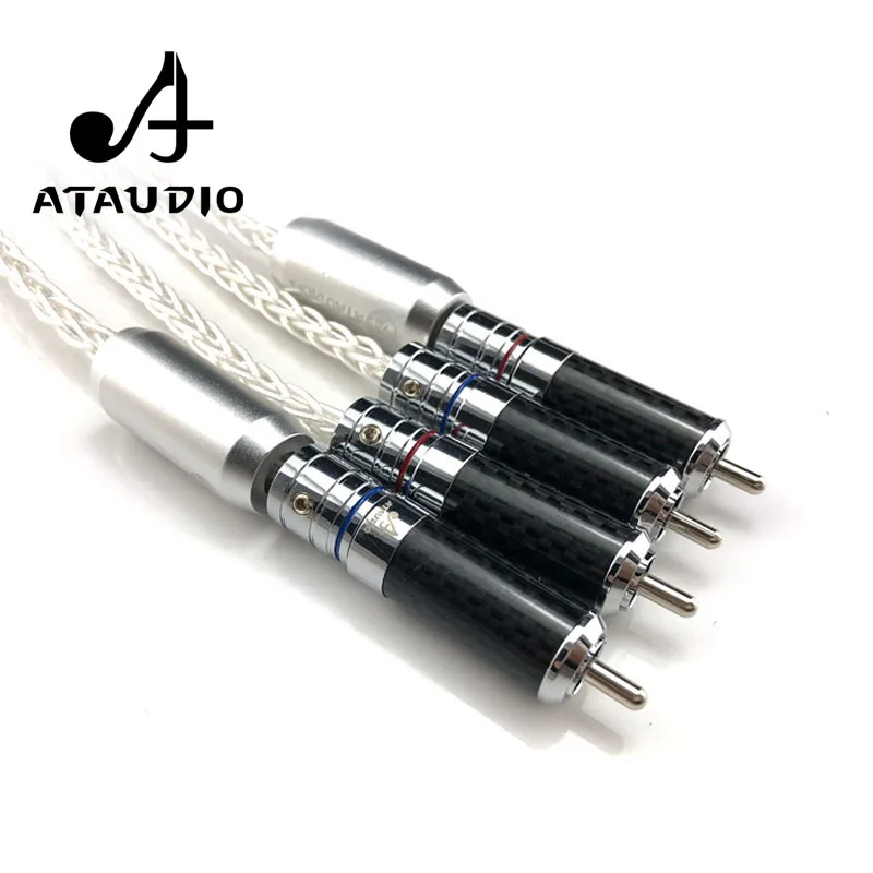 Посеребренный Hi Fi RCA кабель ATAUDIO 7N OCC end 2RCA аудиокабель Папа папа 1 м 2 3 м|Кабели VGA| |