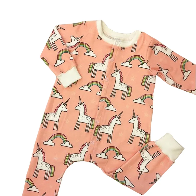 Одежда для маленьких девочек и мальчиков 2018 с милым принтом Комбинезон из