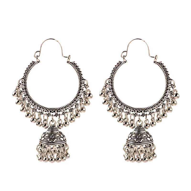 Классический этнический Для женщин Золотой Круглый кисточкой Jhumka серьги, индийские украшения геометрической формы, в стиле бохо, серьги с болтающимися частями, Kolczyki