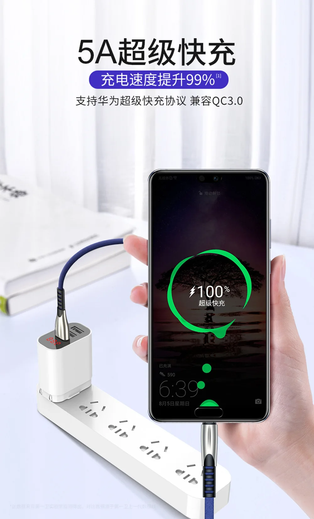 Джинсовая ткань плоский USB 3A type C кабель для USB C кабель для мобильного телефона Быстрая зарядка QC3.0 type C кабель для usb type-C устройств
