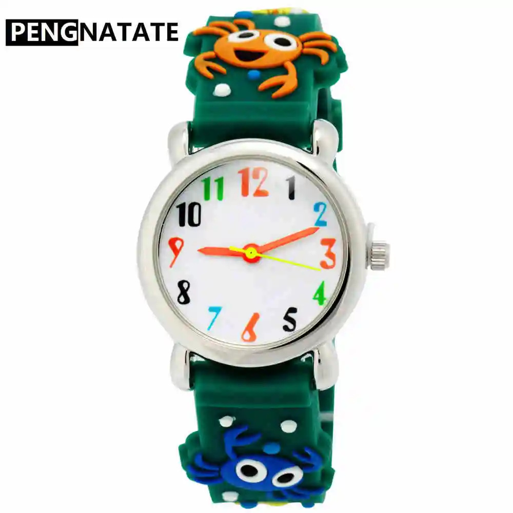 

PENGNATATE Children Quartz Watches 3D crab Strap Fashion Cartoon Kids Watch boy Silicone Bracelet Wristwatch Student Girls Gift
