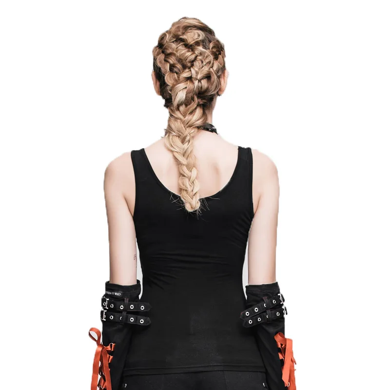 Женский жилет в стиле стимпанк летняя однотонная черная футболка без рукавов|vest