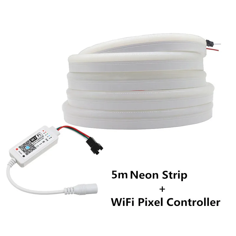 Strip And Controller 5 м/лот WS2811 60 Светодиодный s/m светодиодный неон полосы пикселей WS2811 12 V RGB Водонепроницаемый гибкий неоновая веревка свет ПВХ неоновая подсветка для салона автомобиля лента 5 м/лот - Испускаемый цвет: Strip And Controller