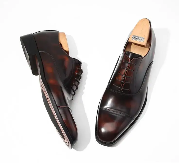 Туфли мужские из лакированной кожи итальянские классические туфли лоскутные на