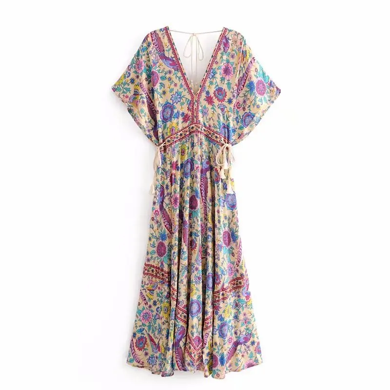 С принтом летнее Boho Макси платье для женщин 2019 кружево до Sleevelesss свободное